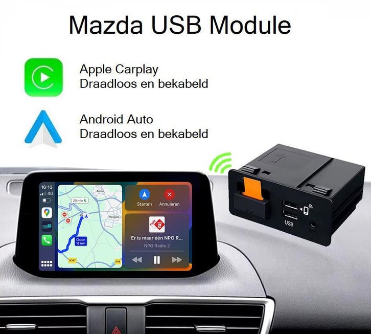 Mazda Connect Apple Carplay en Android Auto USB BOX Upgrade, Auto diversen, Autoradio's, Nieuw, Ophalen of Verzenden