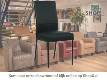 Leren eetkamerstoel Real - Toledo Nero (zwart) - Poten, Huis en Inrichting, Stoelen, Zwart, Nieuw, Ophalen of Verzenden, Eén