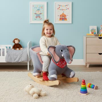 Schommeldier olifant, met pluche bekleding, vanaf 12 maanden, Verzenden, Nieuw