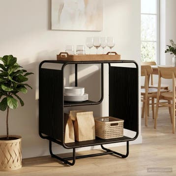 vidaXL Dressoir Zwart eiken 60 x 37.5 x 64.5 cm Bewerkt hout, Huis en Inrichting, Verzenden, Nieuw, Overige houtsoorten, Minder dan 50 cm