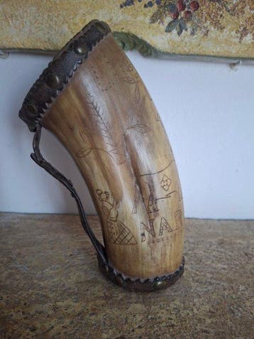 sculptuur, Ancienne Colodra / Cuerna - 18 cm - Hoorn