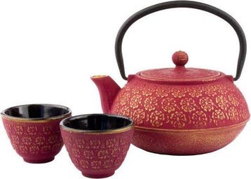 Bredemeijer Giftset Shanghai 0,6L roze/goud met twee kopjes, Nieuw