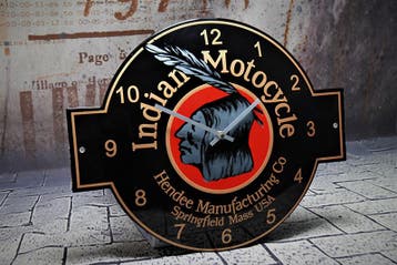 Emaille Klok Indian Motocycle, Verzenden, Nieuw