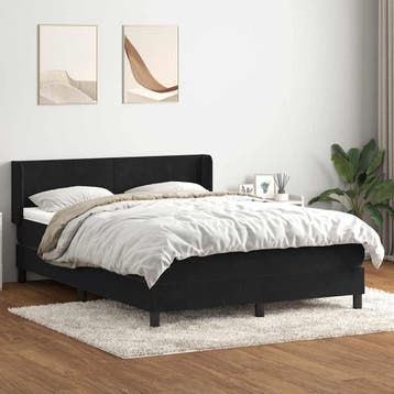 vidaXL Boxspring met matras fluweel zwart 160x210 cm, Verzenden, Zwart, Stof, Nieuw