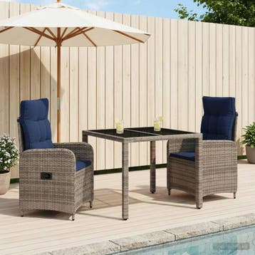 vidaXL Buiten eettafelset 3 st poly rattan, Verzenden, Nieuw
