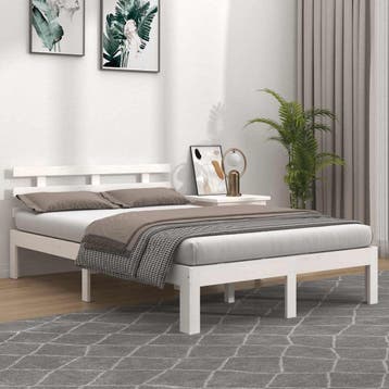 vidaXL Bedframe massief hout wit 200x200 cm, Verzenden, Wit, Overige maten, 200 cm