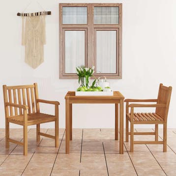 vidaXL 3-delige tuinset 80x80 cm massief teakhout, Verzenden, Nieuw, Hout, Tuinset