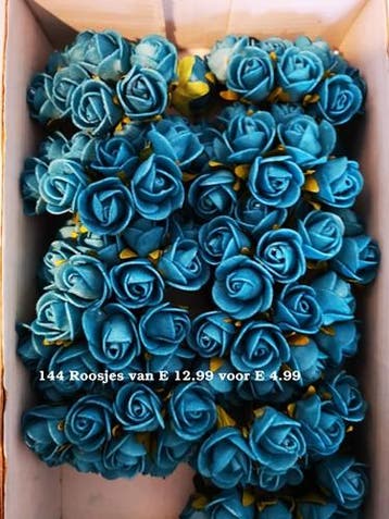 Mini Foam Roos Blauw Azuro 2 cm Doos 144 stuks, Ophalen of Verzenden, Nieuw