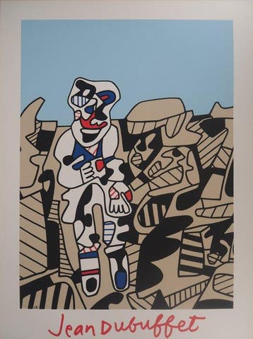Jean Dubuffet (1901-1985) - Art brut : Homme coloré parmi
