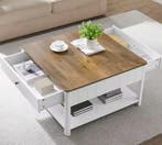 Salontafel 80x80 cm met 2 lades en plank – maritiem design, Verzenden, Nieuw