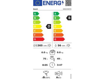 Bosch WNC244070 - Wasdroogcombinatie - 9 kg wassen 6 kg, Verzenden, Zo goed als nieuw