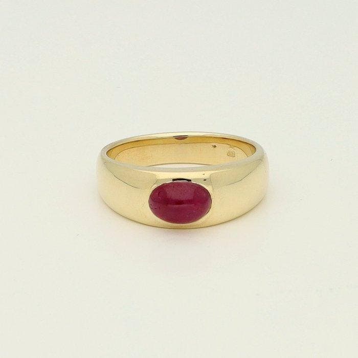 Ring - 14 karaat Geel goud Robijn, Sieraden, Tassen en Uiterlijk, Ringen
