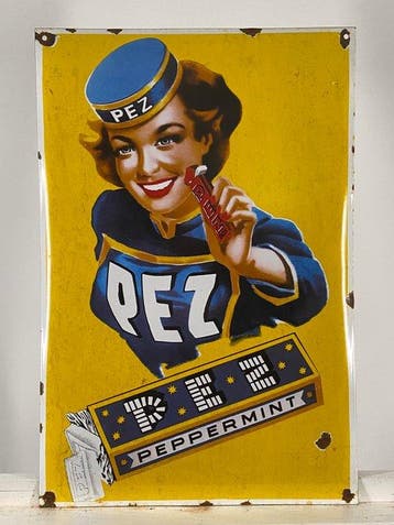 PEZ - Emaille bord - 60x40cm - Gemaakt van dikke staalplaat