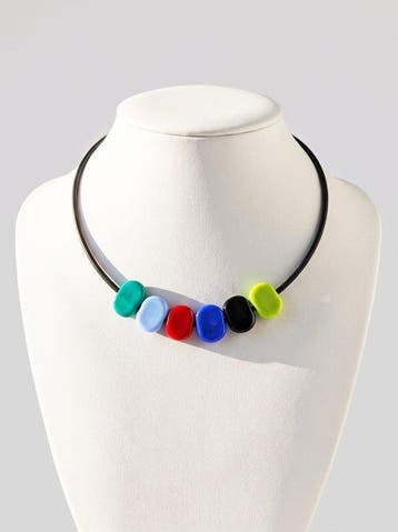 Murano-glas, ondergedompeld zilver - Choker halsketting -