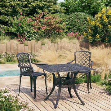 vidaXL 3-delige Bistroset gietaluminium zwart, Tuin en Terras, Tuinsets en Loungesets, Verzenden, Nieuw, Aluminium, 2 zitplaatsen