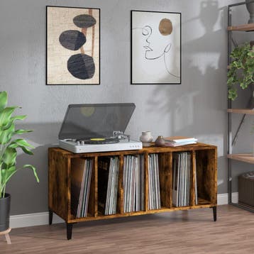 vidaXL Platenkast 100x38x48 cm bewerkt hout gerookt, Verzenden, Nieuw
