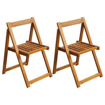 vidaXL Opklapbare stoelen, 2 stuks, massief acaciahout, Verzenden, Nieuw, Hout