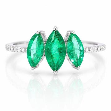 Zonder minimumprijs - Ring Platina - 1.21ct. tw. Smaragd -, Nieuw