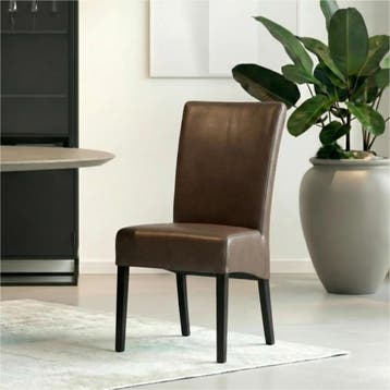 Leren eetkamerstoel Just - Toledo Moss (bruin/groen) -, Bruin, Bohemian, Eigentijds, Klassiek, Retro, Romantisch, Scandinavisch
