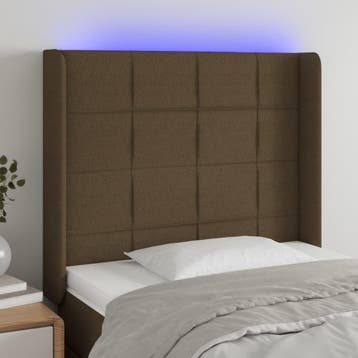 vidaXL Hoofdbord LED 103x16x118/128 cm stof donkerbruin, Verzenden, Nieuw, Bruin, Stof