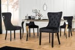 Chesterfield Stoel CASTLE Zwart fluweel massief houten, Huis en Inrichting, Stoelen, Ophalen of Verzenden, Nieuw