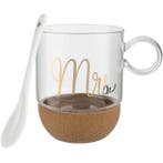 Florina dubbelwandig glas 240 ml met kurk voet en gouden, Ophalen of Verzenden, Nieuw