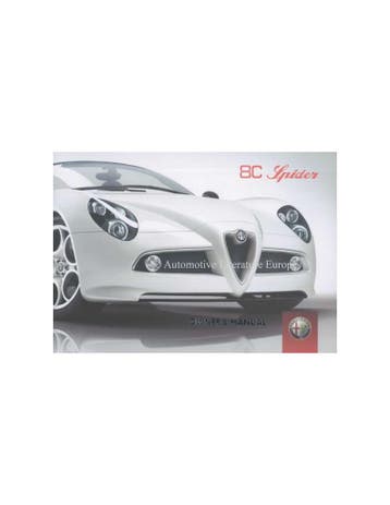 2009 ALFA ROMEO 8C SPIDER INSTRUCTIEBOEKJE ENGELS USA