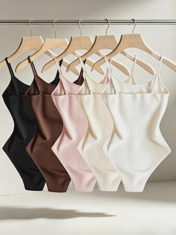 5-delige Set Elegante Dames Ribbed Bodysuits - Camisole Back, Verzenden, Nieuw