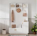 Moderne Witte Halmeubelset met Bank en Kapstokrek, Verzenden, Nieuw