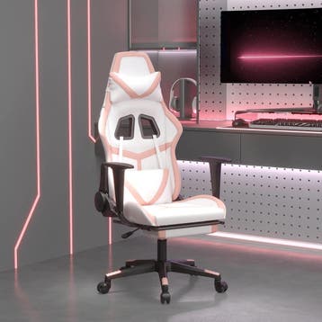 vidaXL Massage gamestoel met voetensteun kunstleer zwart en, Verzenden, Nieuw, Roze