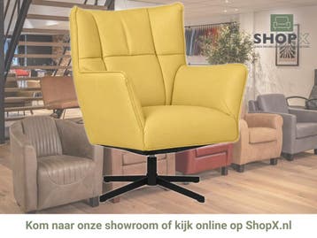 Leren draaifauteuil Lovely - Toledo Lemon (geel), Nieuw, Ophalen of Verzenden, 75 tot 100 cm, Eigentijds, Modern, Retro, Vintage