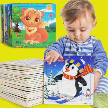 Houten 3D Puzzel Set - 20 Stuks - Dieren & Voertuigen - Educ, Verzenden, Nieuw