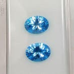 2 pcs Blauw Topaas - 20.96 ct - nternational Colored, Nieuw