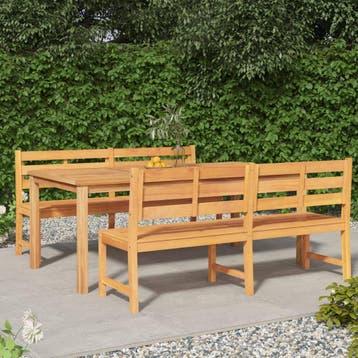 vidaXL 3-delige Tuinset massief teakhout, Verzenden, Nieuw, Teakhout, Tuinset