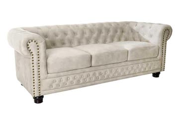 Chesterfield 3-zitsbank 200cm fluweel champagne 3-zits met, Ophalen of Verzenden, Nieuw