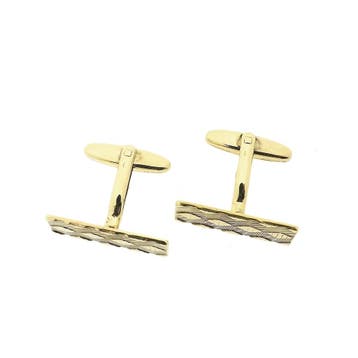 Vintage gouden manchetknopen met patroon, Sieraden, Tassen en Uiterlijk, Manchetknopen, Ophalen of Verzenden, Gebruikt, Goud