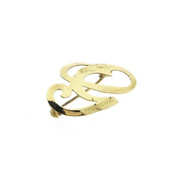 Gouden letter broche; letter G, Ophalen of Verzenden, Gebruikt, Goud, Goud