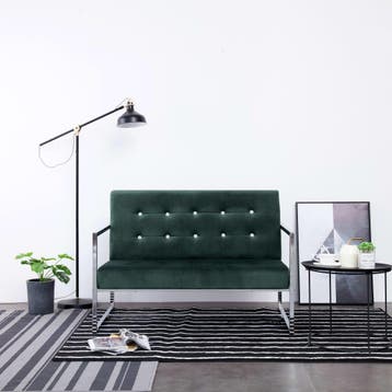 vidaXL Tweezitsbank met armleuningen chroom en fluweel, Verzenden, Minder dan 150 cm, Stof, Nieuw