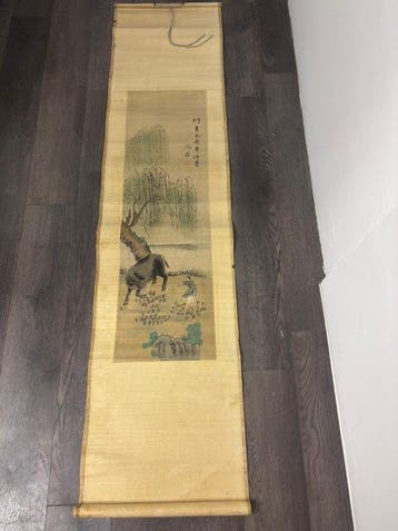 Chinees hangende schilderrol – Herderjongen en waterbuffel,