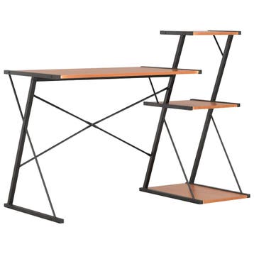 vidaXL Bureau met schap 116x50x93 cm zwart en bruin, Verzenden, Nieuw