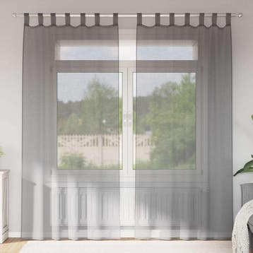vidaXL Gordijnen voile met lussen 2 st 140x245 cm, Verzenden, Nieuw, Grijs