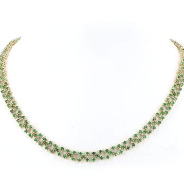Halsketting - 18 karaat Geel goud - 11.68ct. tw. Smaragd -, Nieuw