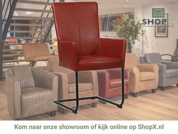 Leren eetkamerstoel Dry met armleuning - Granada Rouge, Nieuw, Leer, Ophalen of Verzenden, Rood