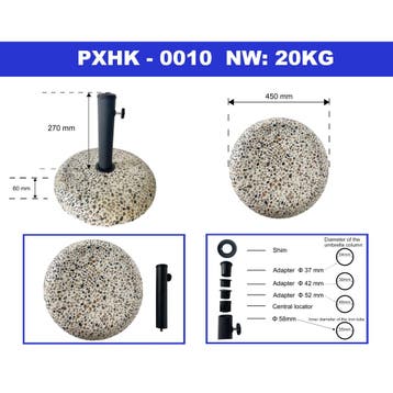 Parasolvoet Bitritto parasolhouder beton rond Ø45x6 cm steen, Verzenden, Nieuw