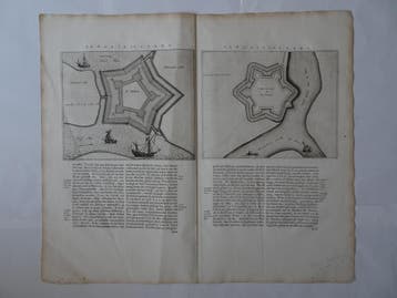 Dubbelgravure schansen St Andries Voorn Maurits Blaeu 1649, Antiek en Kunst, Kunst | Etsen en Gravures, Verzenden