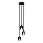 Moderne hanglamp zwart met smoke glas 3-lichts - Dame, Verzenden, Nieuw, Glas, Modern