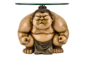 Bijzettafel SUMO 30 cm rond glas beige - 48014, Huis en Inrichting, Tafels | Sidetables, Ophalen of Verzenden, Nieuw