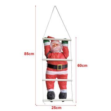 Klimmende Kerstman 60 cm op ladder 85x25 cm, Verzenden, Nieuw