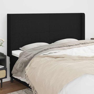 vidaXL Hoofdbord met randen 203x16x118/128 cm stof zwart, Verzenden, Nieuw, Zwart, Stof