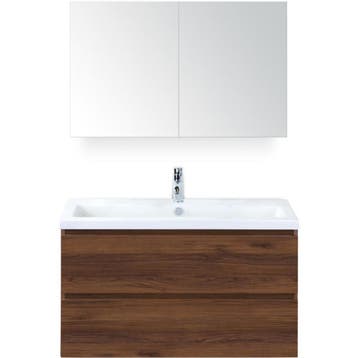 Vogue Badmeubelset 100 cm - Greeplijst in Kleur - Walnoot -, Ophalen of Verzenden, Nieuw
